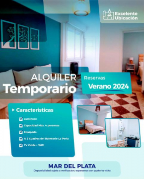 Hermoso departamento, muy bien ubicado en Mar del Plata, 2 Cuadras de Balneario la Perla